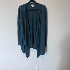 St Tropez Blue Teal Sweater Cardigan 2-Ply Cashmere Womens Large Soft Classy